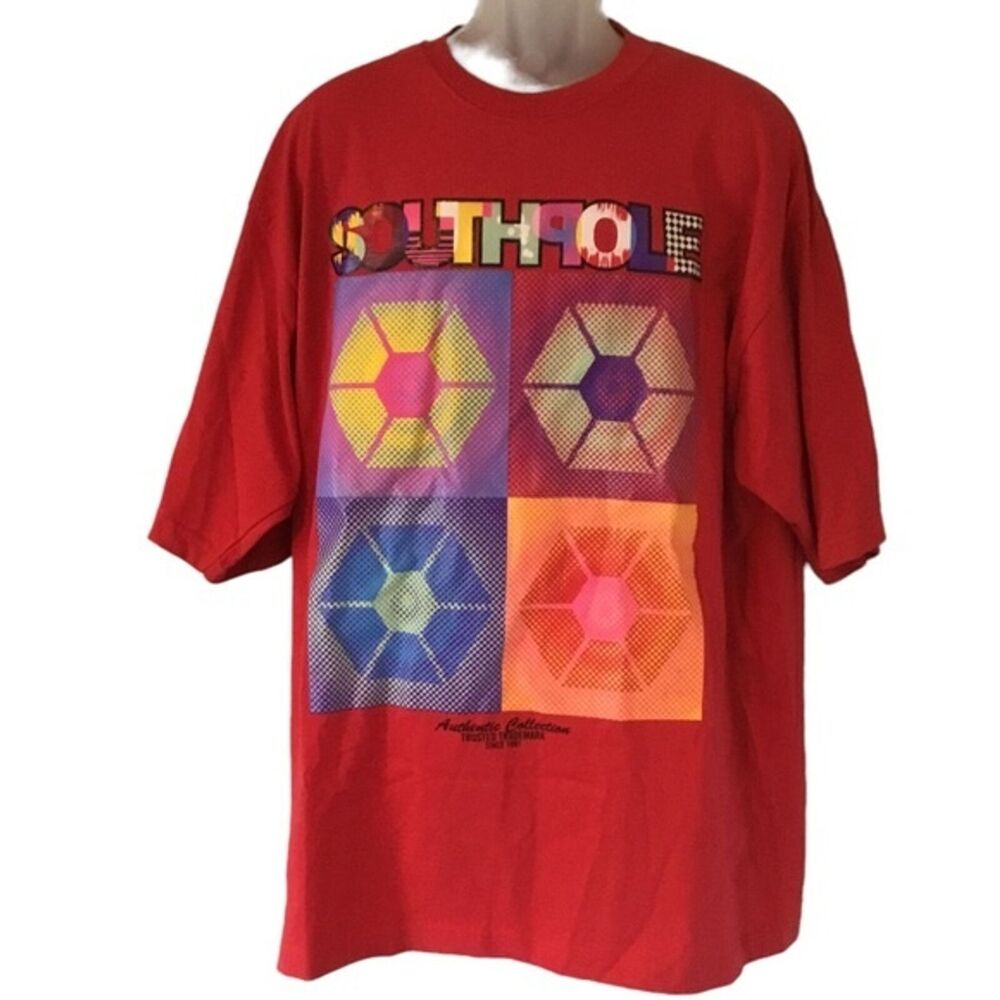 South Pole Mens  Crew Neck Short Sleeve T-Shirt Red With Graphic Design Size XL